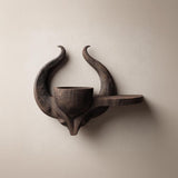 3D Printed Horned Altar Shelf | Dark Fantasy Floating Ledge with Ritual Bowl | Gothic Room Decor Accent for Bedroom Gaming Setup Display