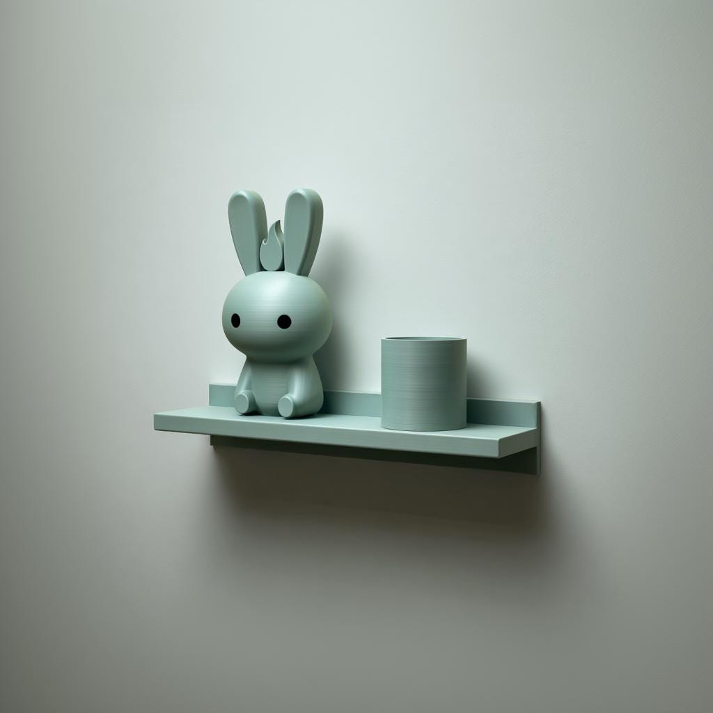 3D Printed Bunny Buddy Wall Shelf | Minimal Character Floating Ledge Organizer | Cute Room Decor Accent for Kids Rooms and Cozy Homes