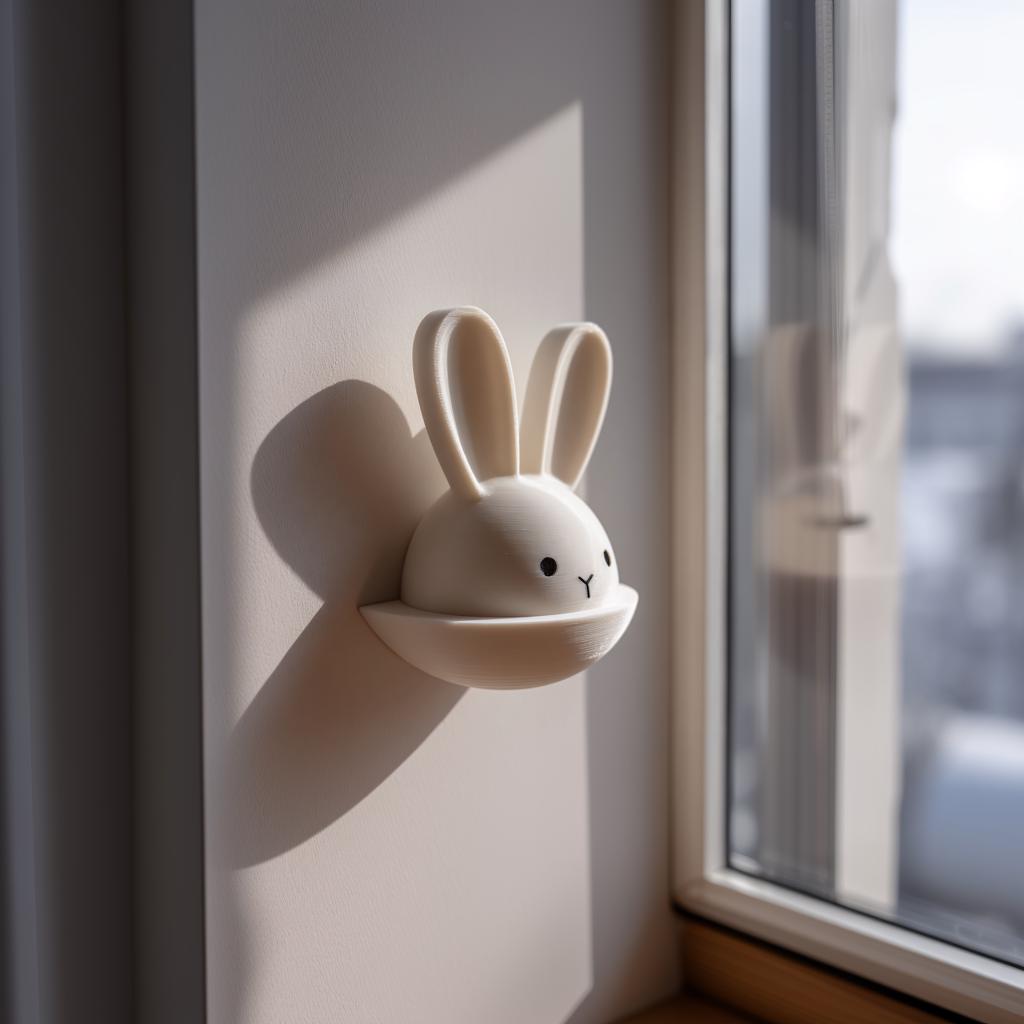 3D Printed Bunny Wall Decor | Minimal Rabbit Head Wall Pocket | Cute Entryway and Nursery Accent for Kids Rooms and Cozy Home Interiors