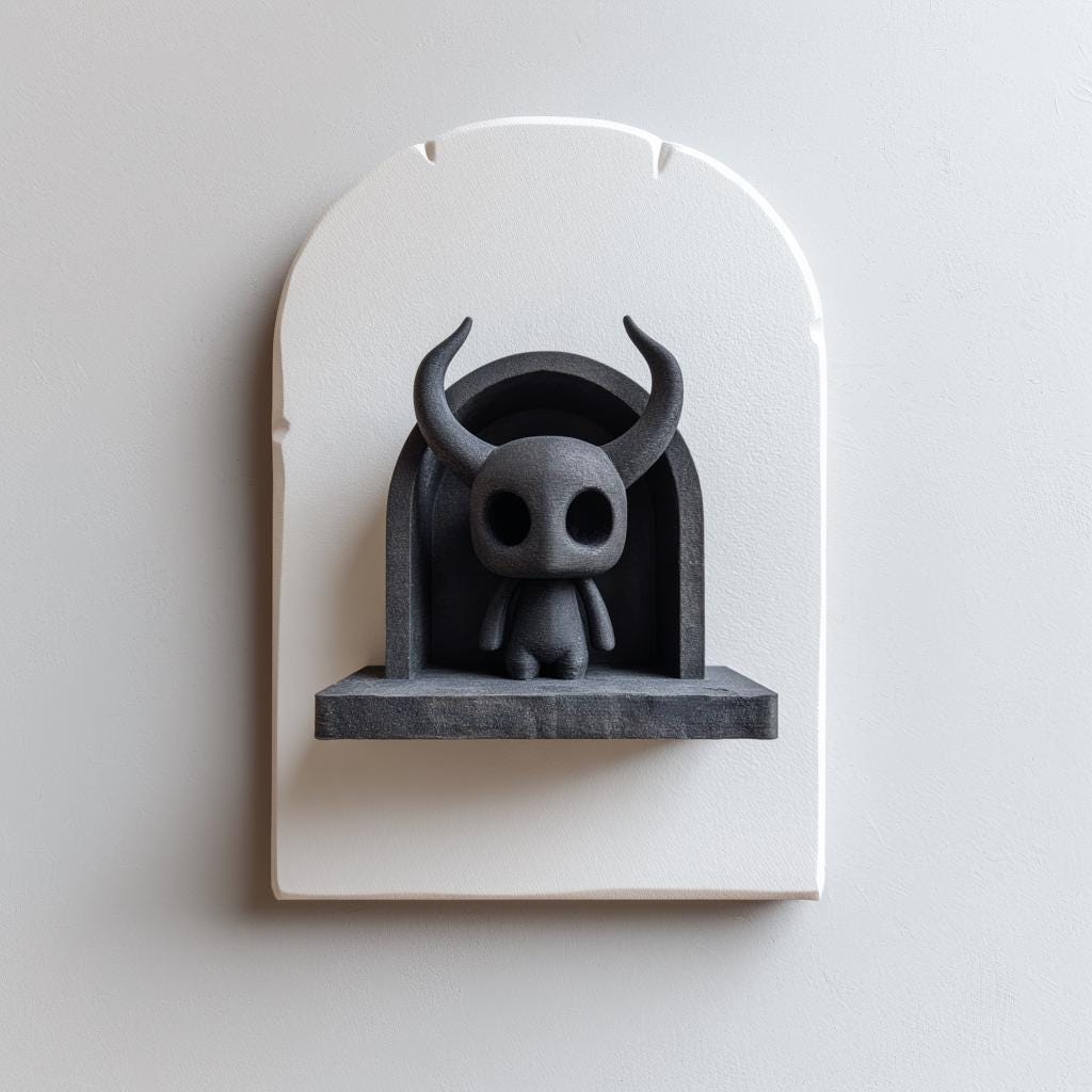 3D Printed Dark Fantasy Wall Shelf with Horned Spirit | Gothic Niche Decor | Cute Creepy Floating Accent for Bedroom, Gaming Room or Hallway