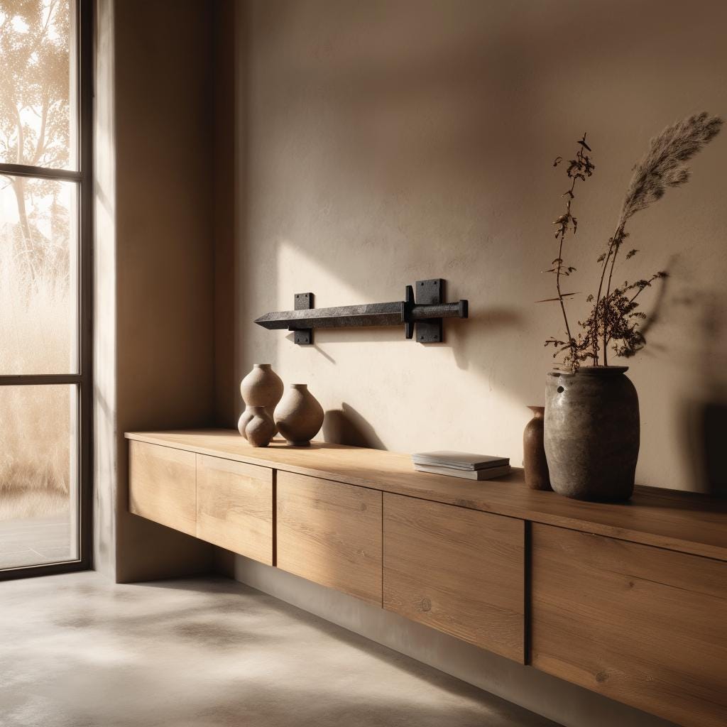 3D Printed Decorative Wall Sword with Two Holders | Fantasy Stone Style Resin Look Display Prop for Living Room, Office or Game Room Decor