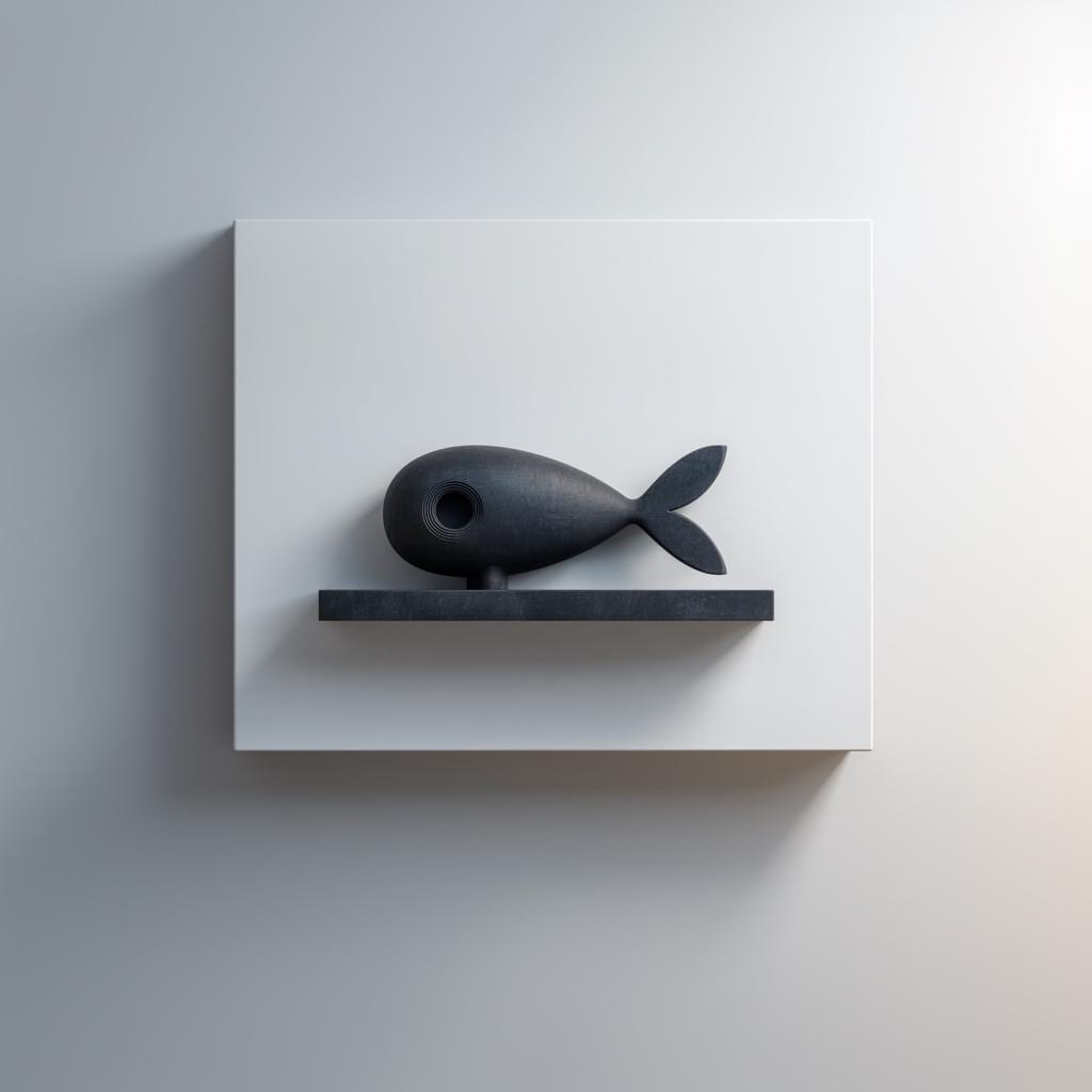 3D Printed Fish Wall Shelf | Minimal Submarine Inspired Floating Ledge | Ocean Theme Decor Accent for Cozy Bedroom Gaming Room Home Office