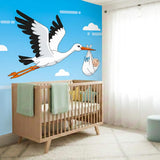 Stork With Baby Wall Decal | Nursery Sticker