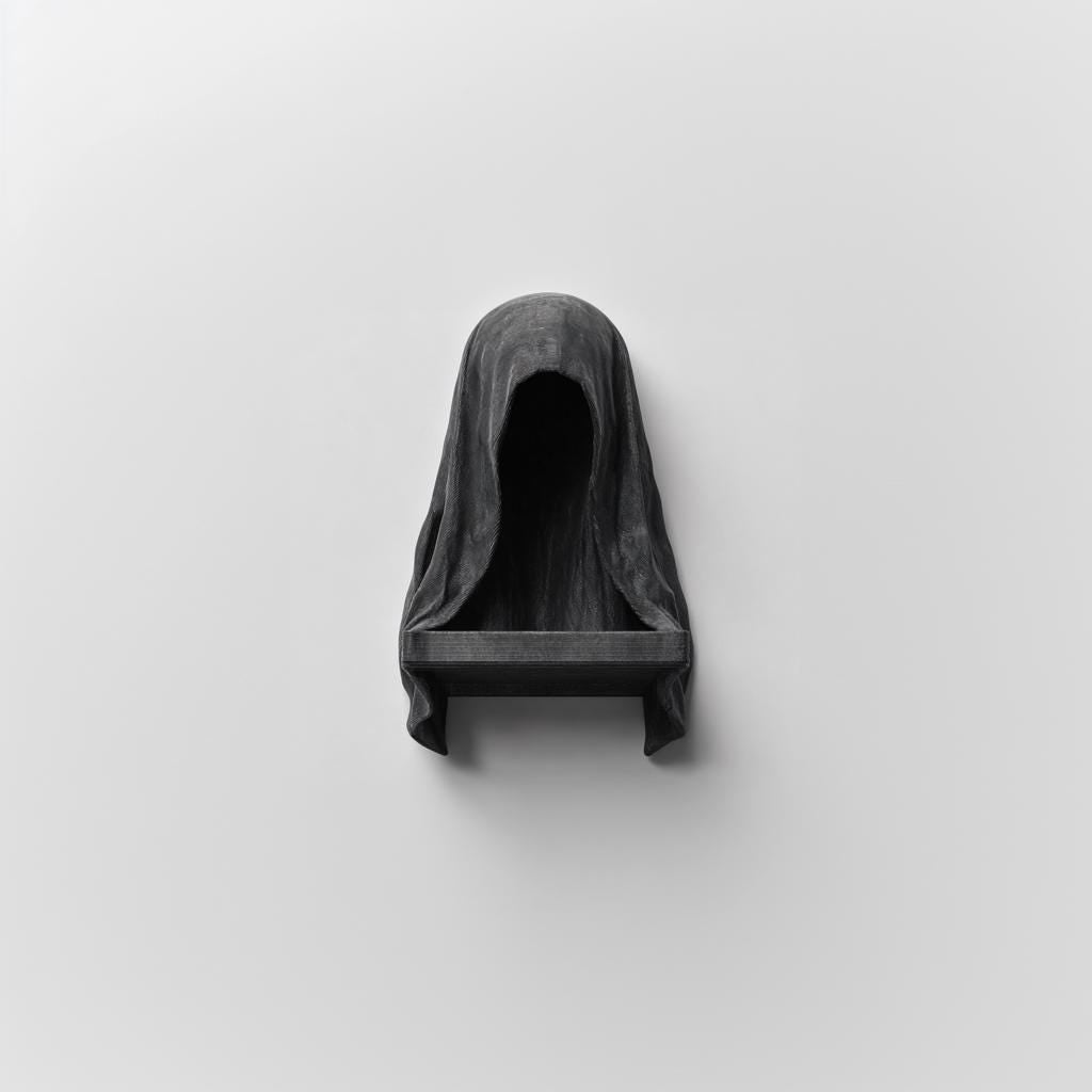 3D Printed Grim Reaper Wall Shelf | Dark Cloaked Figure Gothic Decor Ledge Horror Fantasy Floating Niche for Books, Skulls, Candles & Props