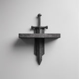 3D Printed Sword Wall Shelf with Removable Blade | Fantasy Gothic Floating Display for Books, Figures and Collectibles, Game Room Decor