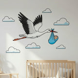 Stork Delivering Baby Boy | Nursery Wall Decal