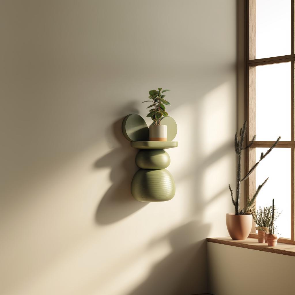 3D Printed Abstract Wall Shelf | Sculptural Floating Ledge with Organic Stacked Form | Modern Artistic Decor for Minimalist and Design