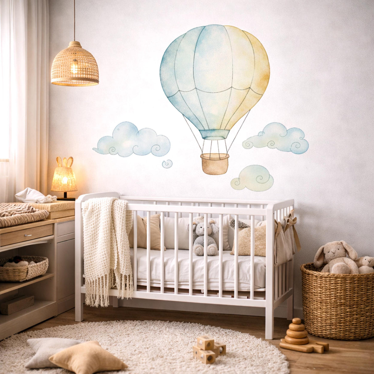 Blue Air Balloon Wall Decal | Watercolor Nursery Decor