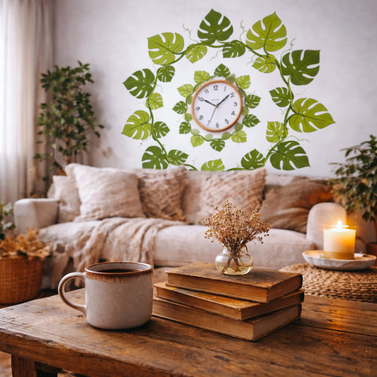 Monstera Leaf Wall Decal | Tropical Mandala Mural