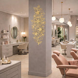 Vertical Gold Floral Wall Decal | Tall Flower Line Art | Elegant Botanical Door Decor | Minimalist Wall Sticker | Slim Floral Pillar Art