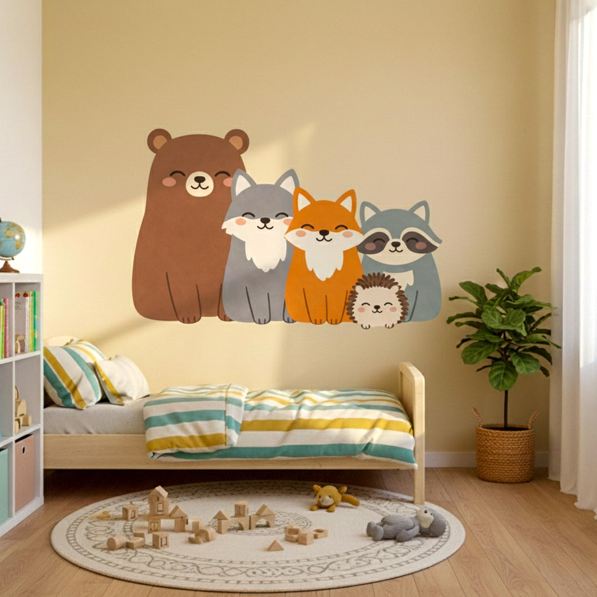 Kawaii Woodland Animal Wall Decal | Cute Forest Friends Nursery Decor