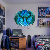 3D Blue Fire Dragon Wall Decal | Epic Fantasy Portal Mural for Teen Boys Room