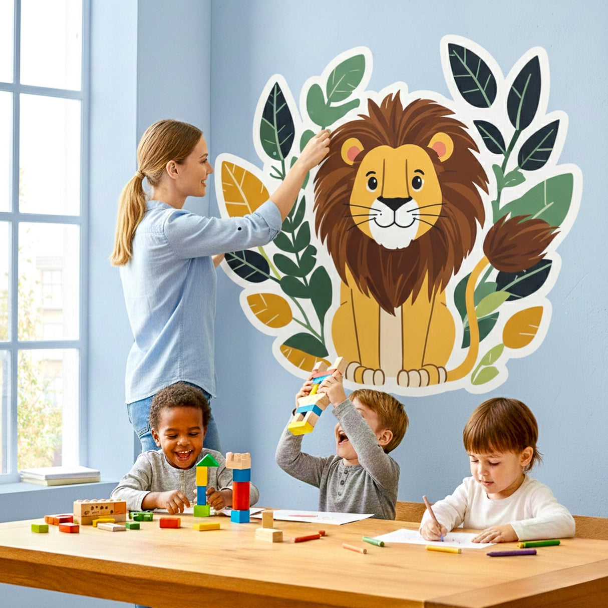 Friendly Lion Wall Decal | Safari Nursery Decor