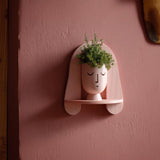 Wall Mounted Face Planter Shelf | 3D Printed Sculptural Wall Decor with Pot | Minimalist Art Shelf for Plants in Modern Interiors Homes