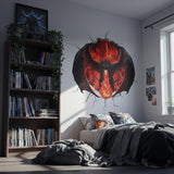 3D Red Fire Dragon Wall Decal | Cracking Wall Fantasy Mural | Gamer Room Decor | Red Dragon Breathing Fire | Epic Fantasy Wall Art