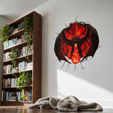 3D Red Fire Dragon Wall Decal | Cracking Wall Fantasy Mural | Gamer Room Decor | Red Dragon Breathing Fire | Epic Fantasy Wall Art