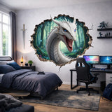 White Dragon Wall Decal | 3D Wall Hole Sticker