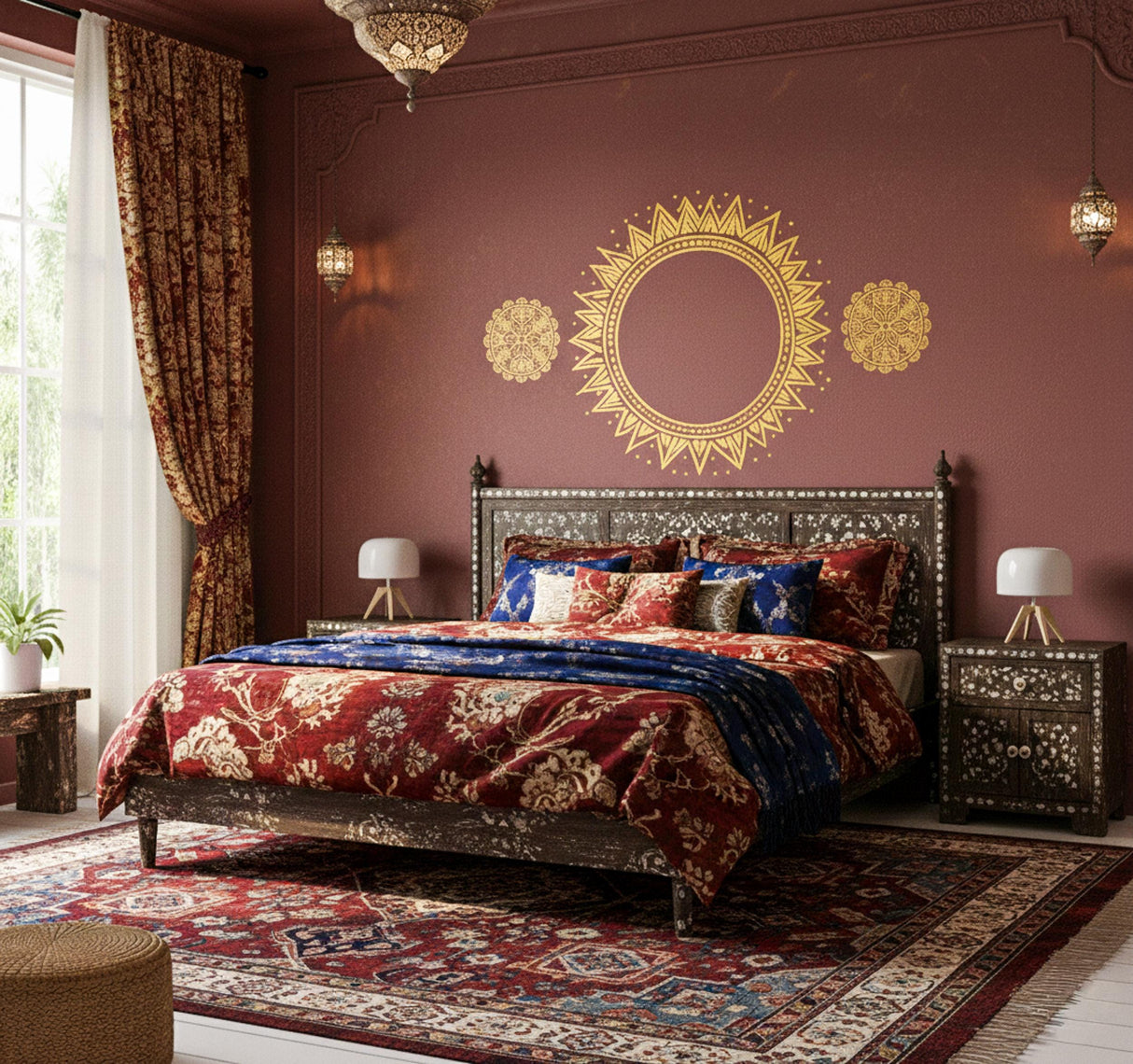 Golden Sun Wall Decal | Boho Mandala Wall Art