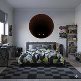 3D Mystery Tunnel Wall Decal | Spooky Eyes Wall Mural | Dark Brick Well Sticker | Halloween Decor | Scary Monster Wall Art