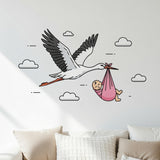 Stork Delivering Baby Girl | Nursery Wall Decal