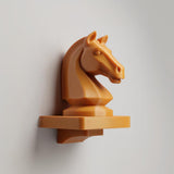 3D Printed Chess Knight Wall Shelf | Classic Strategy Floating Ledge with Horse Head | Board Game Decor for Office, Study or Gaming Room