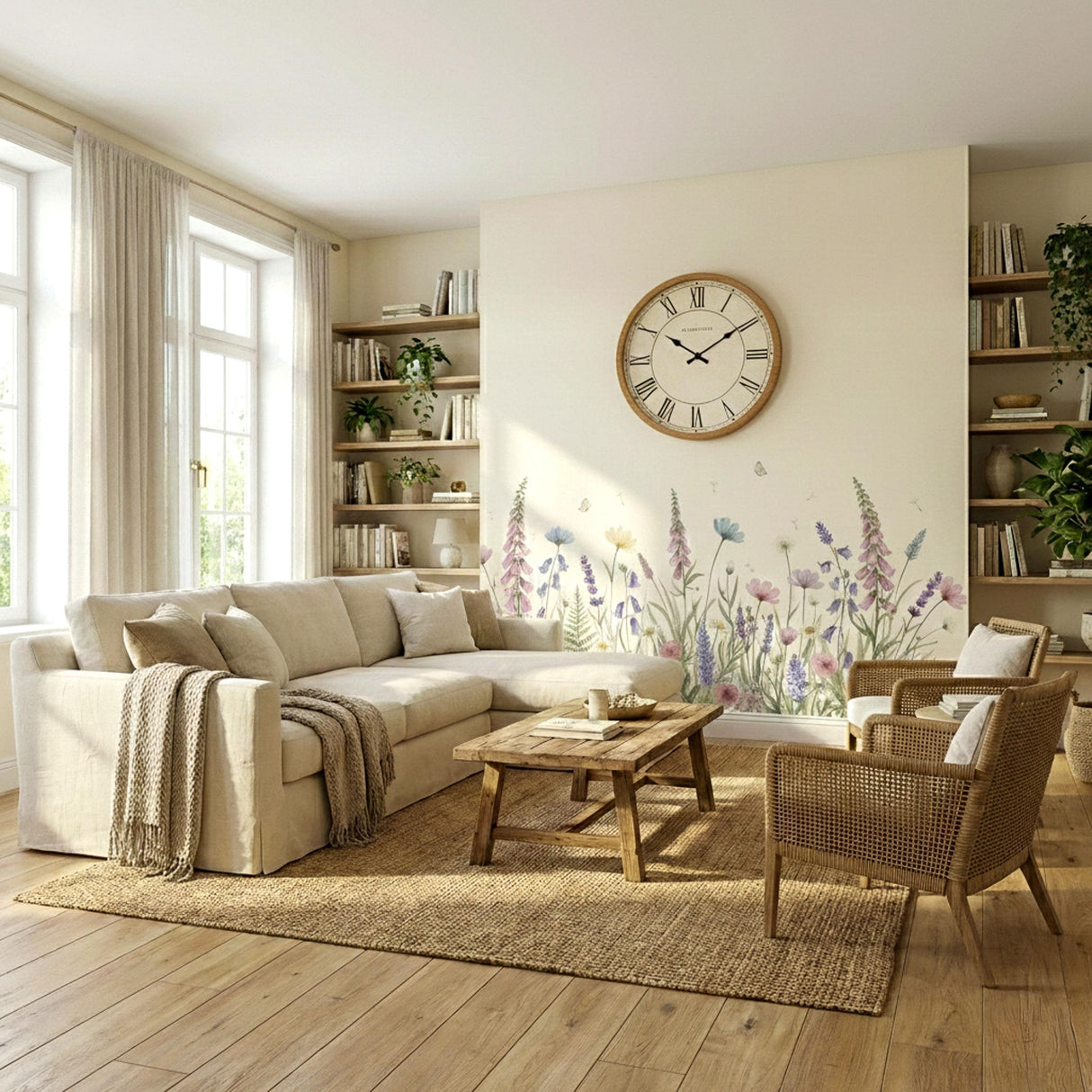 Wildflower Wall Decal | Watercolor Meadow Mural