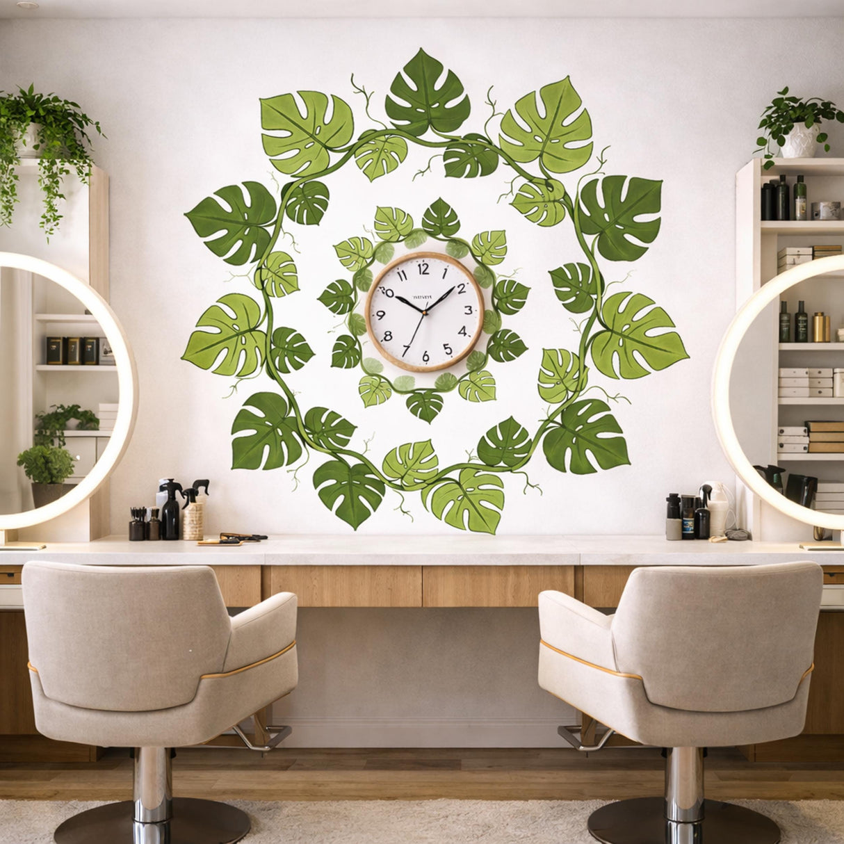 Monstera Leaf Wall Decal | Tropical Mandala Mural