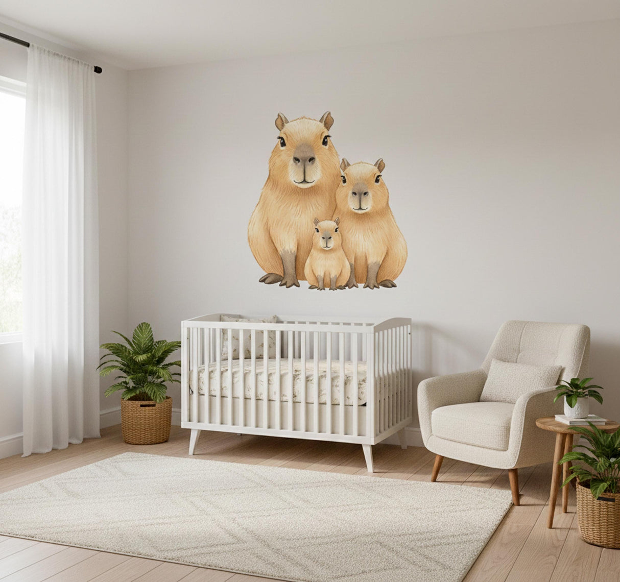 Capybara Family Wall Decal | Watercolor Nursery Decor