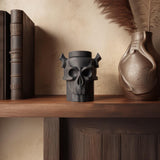 3D Printed Gothic Skull Pet Urn | Dark Fantasy Cremation Urn with Horns | Horror Memorial Decor for Pet Remembrance Shelf