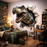 3D T-Rex Wall Decal | Dinosaur Breakthrough Mural | T-Rex Wall Smash Sticker | Jurassic Bedroom Decor | Realistic Dinosaur Art