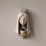 Wall Mounted Fairy Face Planter Shelf | 3D Printed Sculptural Wall Decor with Pot | Elegant Fantasy Art Shelf for Plants Modern Interiors