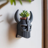 3D Printed Wall Mounted Viking Helmet Planter Shelf | 3D Printed Sculptural Wall Decor with Pot | Dark Fantasy Wall Art for Modern Interiors