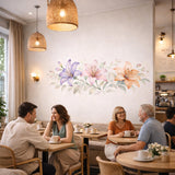 Lily Flower Wall Decal | Watercolor Floral Border | Pink and Purple Lily Art | Horizontal Botanical Mural | Nursery Wall Sticker