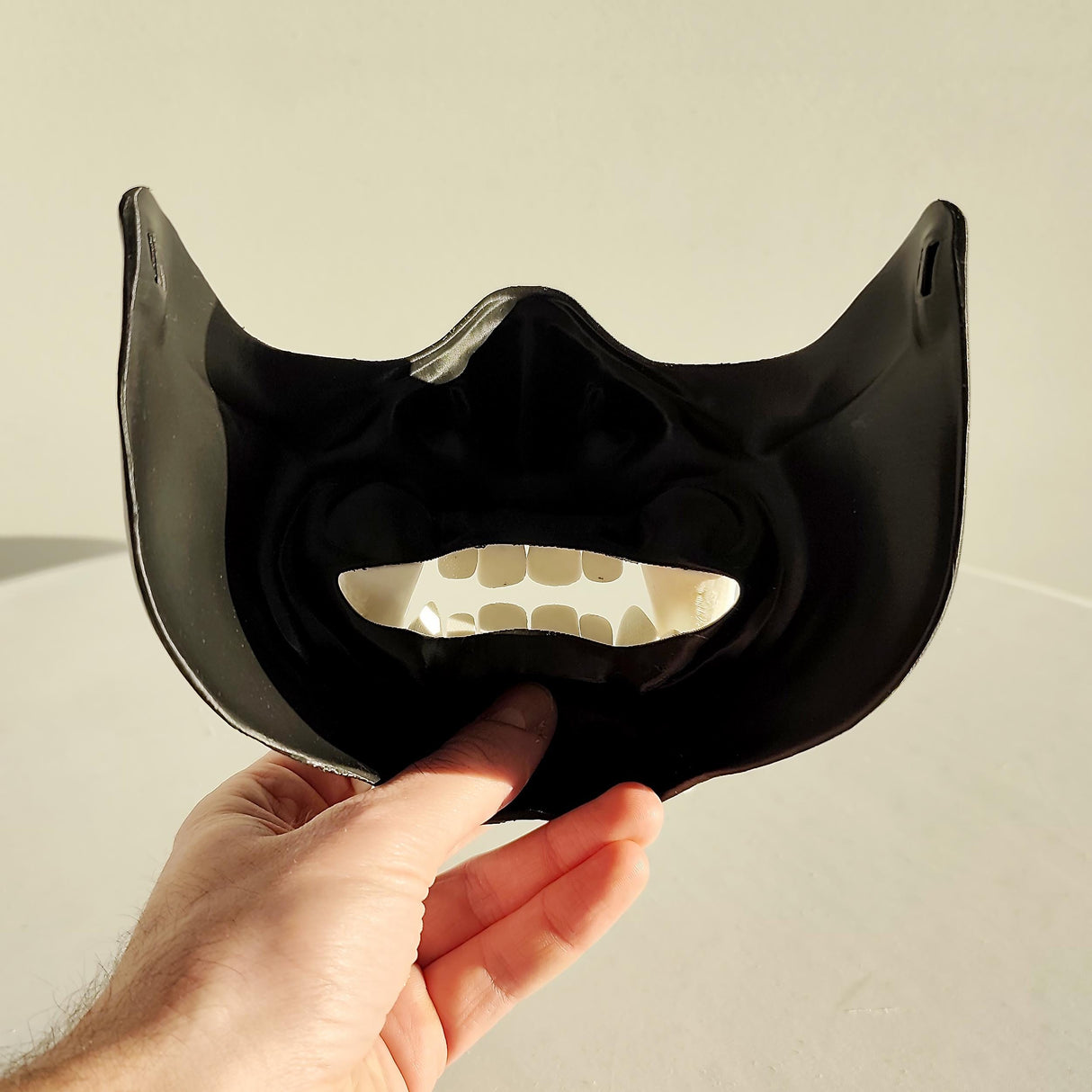 Two-Color Oni Half Face Mask | 3D Printed Demon Mask | Cosplay Samurai Mask