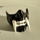 Two-Color Oni Half Face Mask | 3D Printed Demon Mask | Cosplay Samurai Mask
