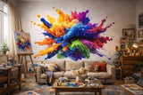 3D Paint Explosion Decal | Rainbow Splash Wall Art | Abstract Color Burst Sticker | Modern Art Mural | Vibrant Paint Drip Decor