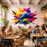 3D Paint Explosion Decal | Rainbow Splash Wall Art | Abstract Color Burst Sticker | Modern Art Mural | Vibrant Paint Drip Decor
