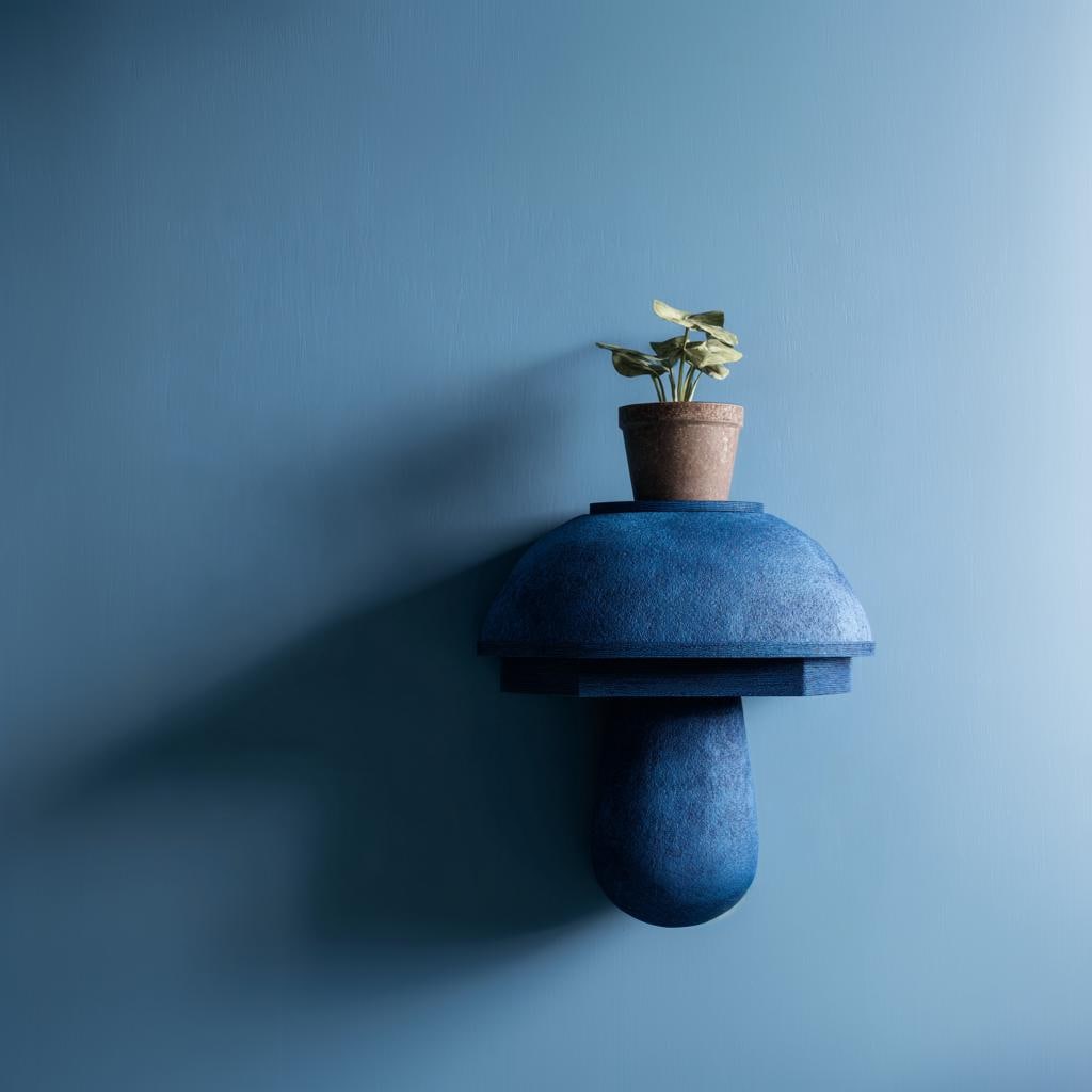 Modern Mushroom Wall Shelf Decor | 3D Printed Sculptural Fungi Shelf | Minimal Nature Inspired Accent for Contemporary Interiors