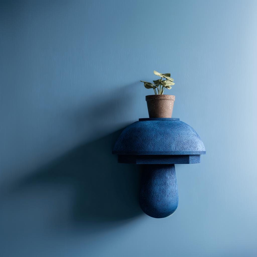 Modern Mushroom Wall Shelf Decor | 3D Printed Sculptural Fungi Shelf | Minimal Nature Inspired Accent for Contemporary Interiors