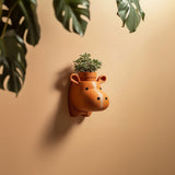 Cute Hippo Wall Planter Shelf Decor | 3D Printed Animal Head Plant Holder | Playful Modern Accent for Kids Room and Cozy Interiors
