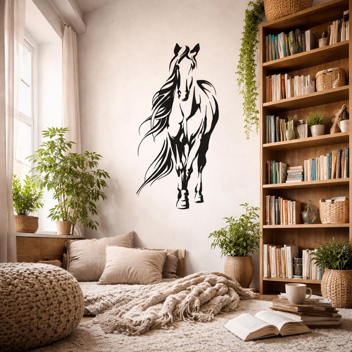 Minimalist Horse Decal | Full Body Line Art | Modern Equestrian Decor | Horse Silhouette Mural | Minimalist Animal Sticker | Horse Wall Art