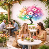 Watercolor Rainbow Tree Decal | Colorful Blossom Wall Art | Rainbow Cherry Tree Mural | Artistic Nature Decor | Zen Living Room Sticker