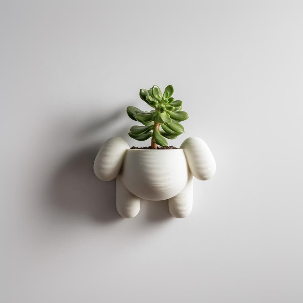 Cute Puppy Wall Planter Pot | 3D Printed Kawaii Animal Hanging Planter | Modern Minimal Wall Decor for Nursery, Kids Room and Cozy Interiors