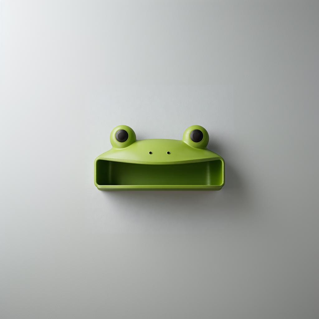 Cute Frog Wall Shelf Decor | 3D Printed Kawaii Animal Shelf | Playful Kids Room Storage Accent for Modern Scandinavian Interiors