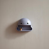 Kawaii Face Wall Shelf | 3D Printed Cute Floating Display Niche with Open Mouth Tray | Minimal Wall Decor for Nursery & Entryway Storage