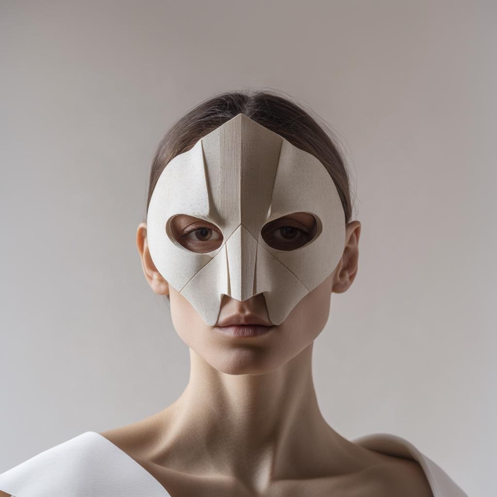 Geometric Face Mask | 3D Printed Minimal Masquerade Half Mask for Costume & Cosplay | Futuristic Wearable Art, Festival Prop, Unisex Party