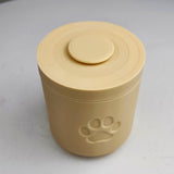 3D Printed Pet Memorial Urn | Minimalist Cylindrical Cremation Urn with Paw Print | Modern Remembrance Decor for Dogs or Cats