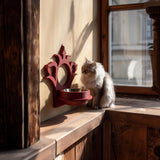 Gothic Wall Mounted Pet Bowl Holder | 3D Printed Raised Feeder Frame for Cat & Small Dog Bowls | Fantasy Home Decor Feeding Station