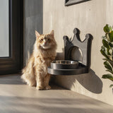 Crown Wall Mounted Pet Bowl Holder | 3D Printed Raised Feeder Frame for Cat or Small Dog Bowls | Fantasy Home Decor Elevated Feeding Station