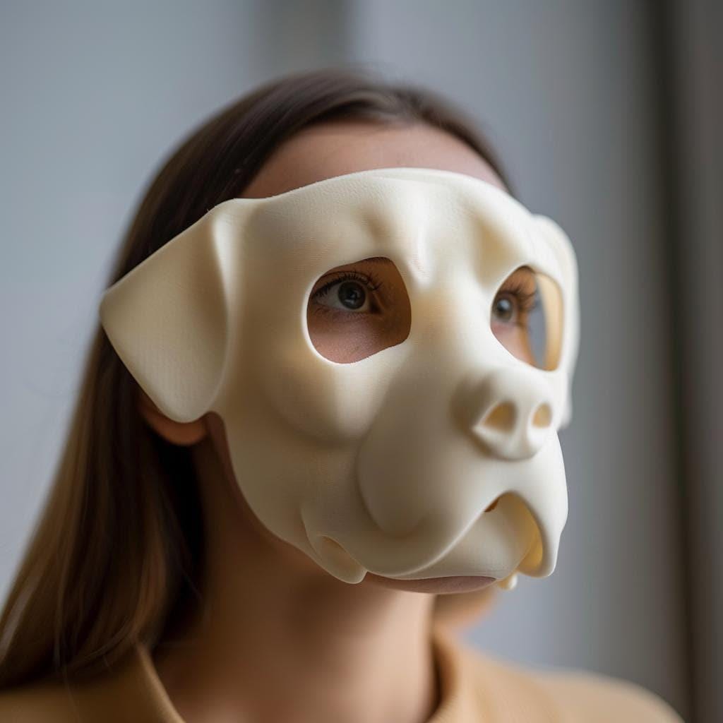3D Printed Bulldog Face Mask | Minimalist Dog Mask for Adults | Unique Animal Cosplay Accessory